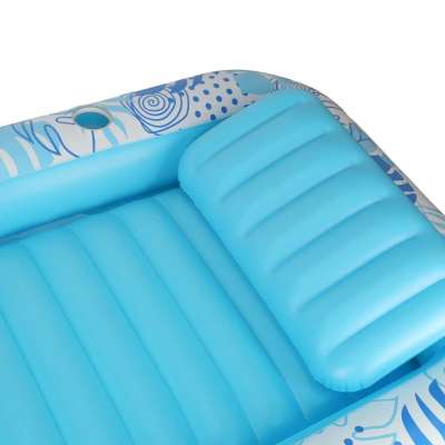 Inflatable swimming mattress with cushion blue