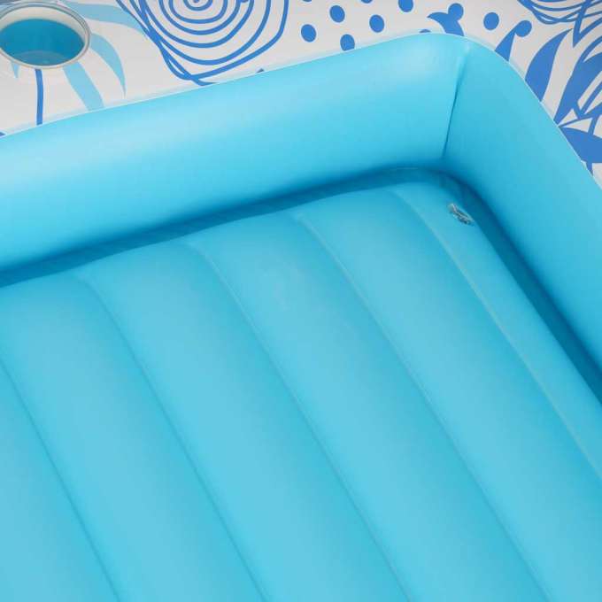 Inflatable swimming mattress with cushion blue