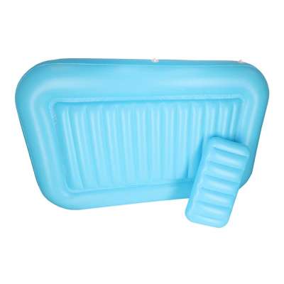 Inflatable swimming mattress with cushion blue