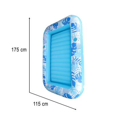 Inflatable swimming mattress with cushion blue