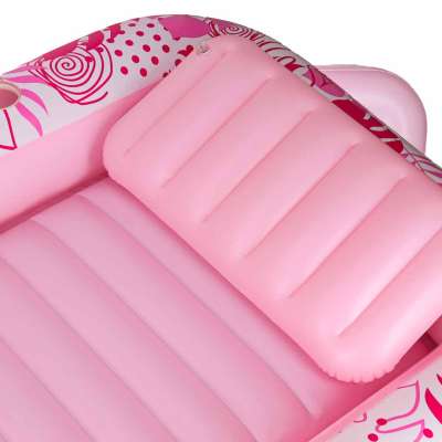 Inflatable swimming mattress with cushion pink