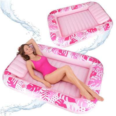 Inflatable swimming mattress with cushion pink