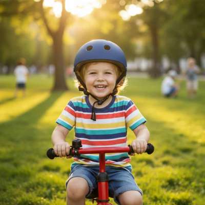 Kask rowerowy dla dziecka Trike Fix dziecięcy regulowany LED M 55-58cm granatowy