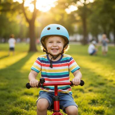 Kask rowerowy dla dziecka Trike Fix dziecięcy regulowany LED M 55-58cm niebieski