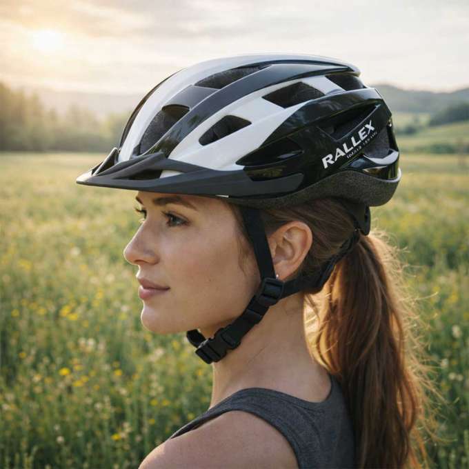 Kask rowerowy na rower RALLEX damski męski regulowany czarno-biały L 58-62cm