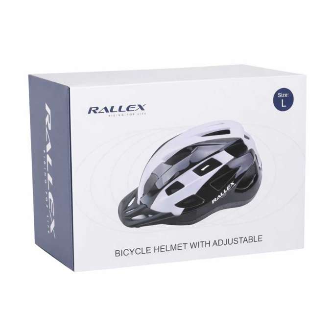 Kask rowerowy na rower RALLEX damski męski regulowany czarno-biały L 58-62cm