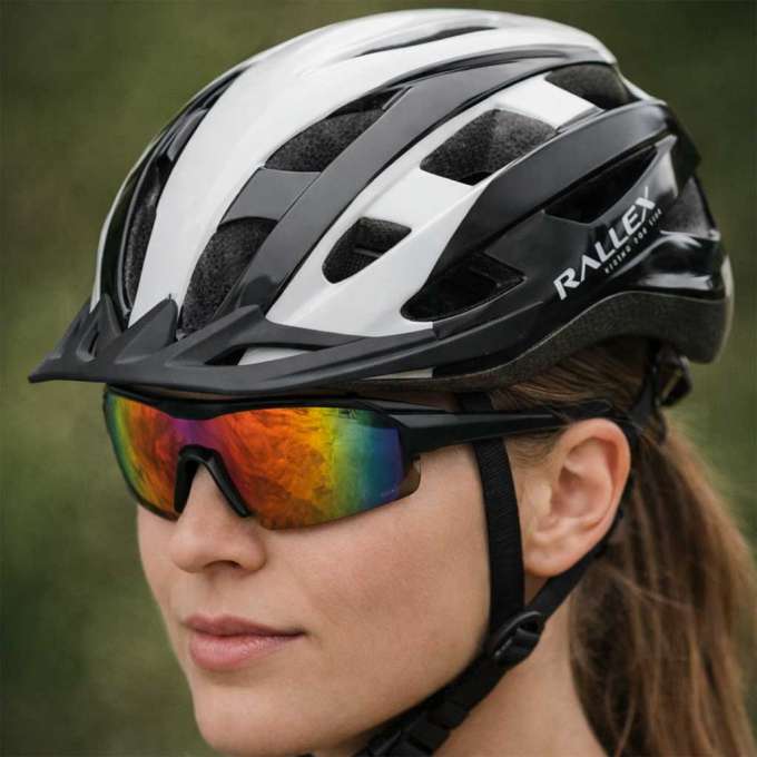 Kask rowerowy na rower RALLEX damski męski regulowany czarno-biały M 54-58cm