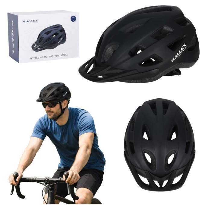 Kask rowerowy na rower RALLEX damski męski regulowany czarny L 58-62cm