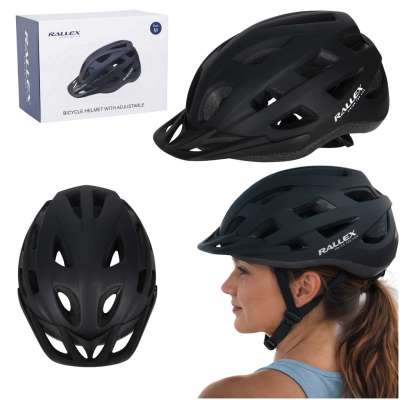 Kask rowerowy na rower RALLEX damski męski regulowany czarny M 54-58cm