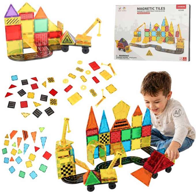 Klocki magnetyczne konstrukcyjne 3D budowa 90 elementów