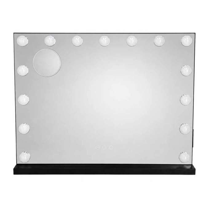 LED makeup mirror with 15 bulbs cosmetic zoom x10 brightness adjustment