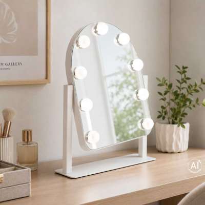 LED makeup mirror with 9 bulbs, illuminated cosmetic mirror