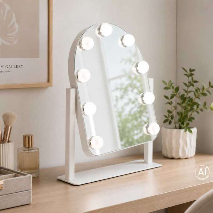 LED makeup mirror with 9 bulbs, illuminated cosmetic mirror