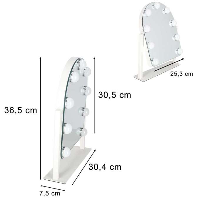 LED makeup mirror with 9 bulbs, illuminated cosmetic mirror
