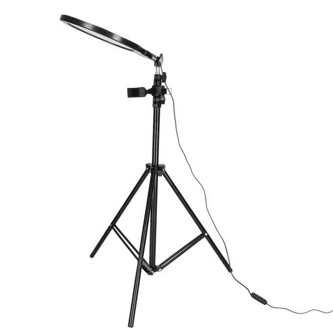 LED selfie ring light on tripod