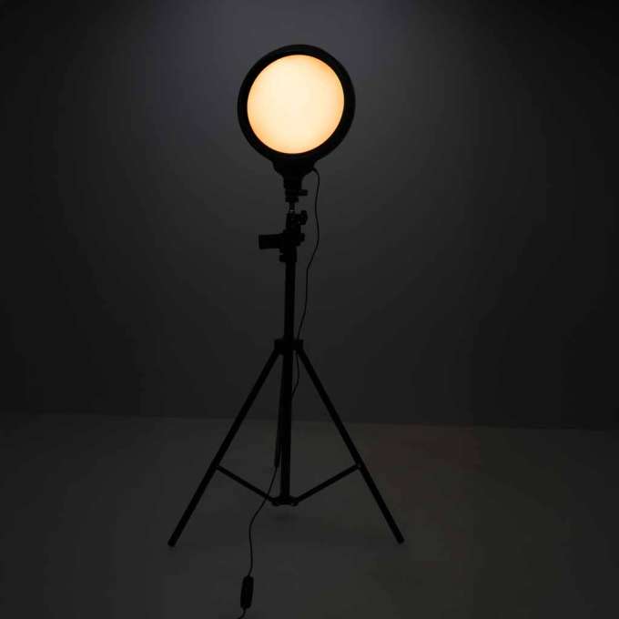 LED selfie ring light on tripod