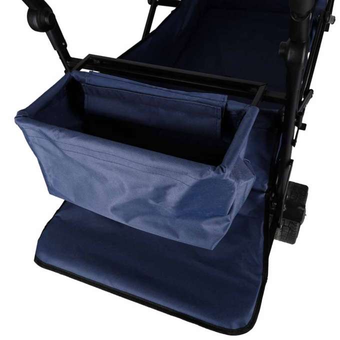 LUARO Foldable Beach Cart with Canopy and 120L Mesh Basket Navy Blue