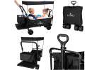 LUARO Folding Beach Cart with Canopy and 120L Mesh Basket Black 1