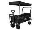 LUARO Folding Beach Cart with Canopy and 120L Mesh Basket Black 17
