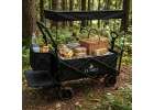 LUARO Folding Beach Cart with Canopy and 120L Mesh Basket Black 9
