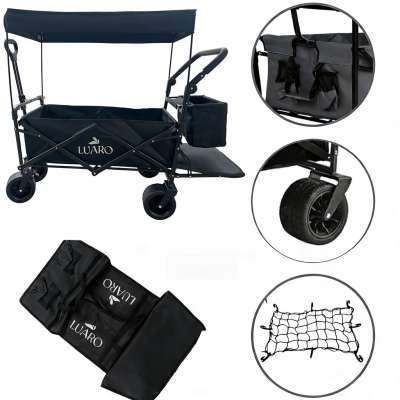 LUARO Folding touring trolley with canopy black