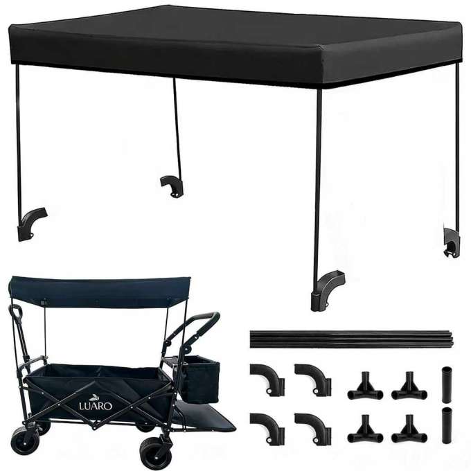 LUARO Folding touring trolley with canopy black