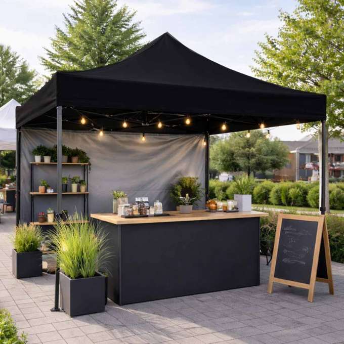 LUARO Garden Pavilion Event Tent Commercial Gazebo 3x3 m 3-sided