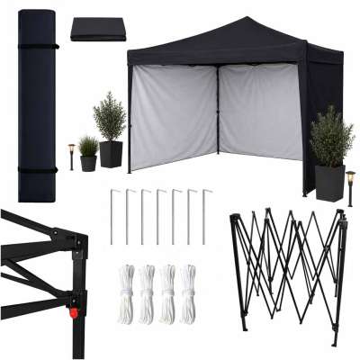 LUARO Garden Pavilion Event Tent Commercial Gazebo 3x3 m 3-sided