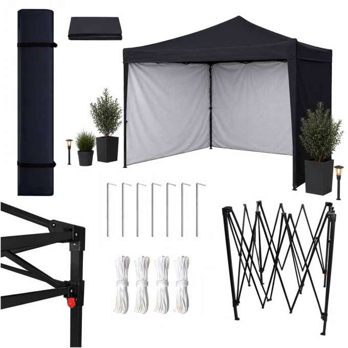 LUARO Garden Pavilion Event Tent Commercial Gazebo 3x3 m 3-sided