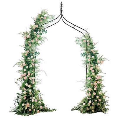 LUARO Garden pergola metal arch with grottoes for roses flowers climbers 240cm