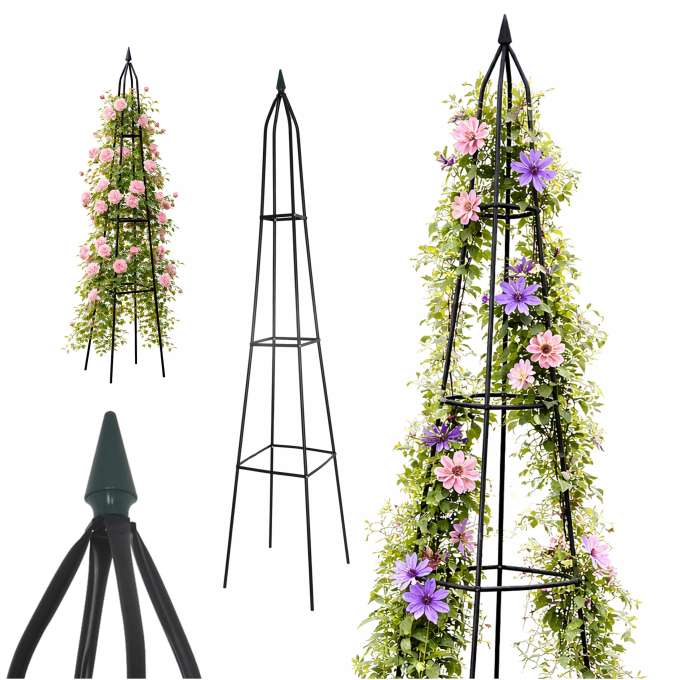 LUARO Pergola garden support for flowers stand for climbing roses pyramid metal
