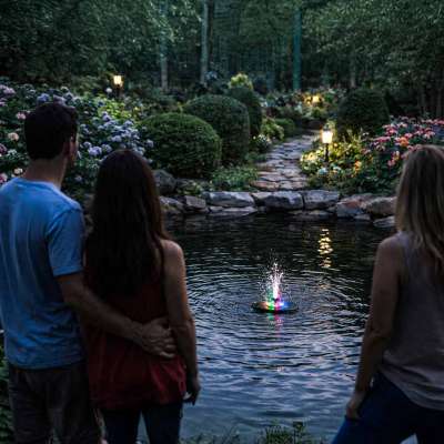 LUARO Solar pond fountain garden floating pump LED RGB 16cm