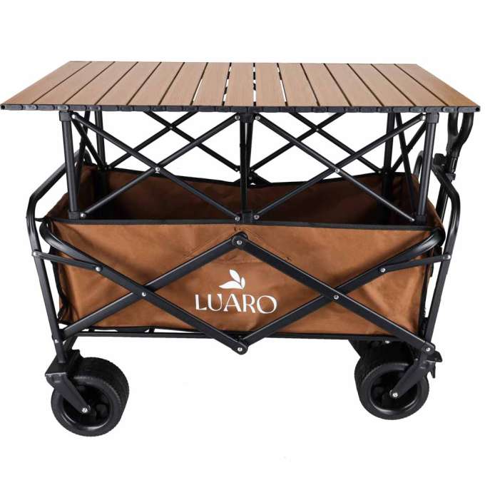 LUARO folding beach transport trolley with 2-in-1 table