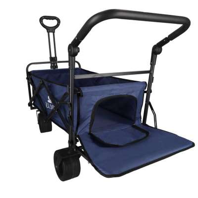LUARO folding beach transport trolley with canopy and net navy blue