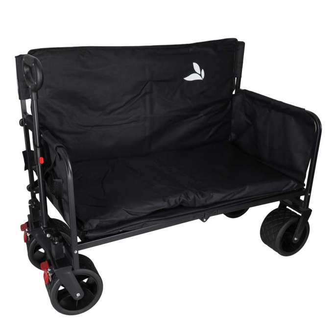 LUARO folding transport trolley with seat and backrest