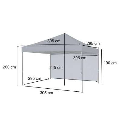 LUARO garden pavilion party tent commercial gazebo 295x305 cm black