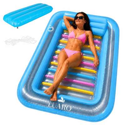 LUARO inflatable swimming mattress sun lounger with cushion transparent