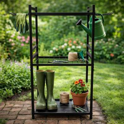 LUARO rack for garden tools rakes shovels brooms workshop organizer