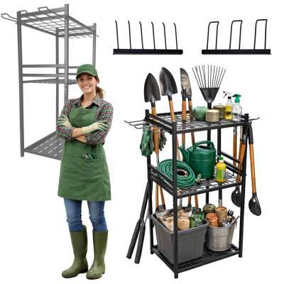 LUARO rack for garden tools rakes shovels brooms workshop organizer