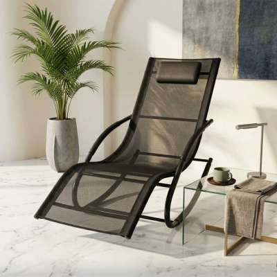 LUARO rocking garden lounger with headrest