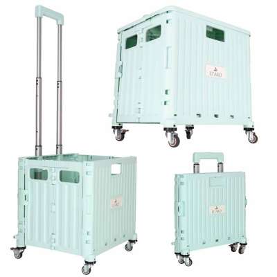 LUARO shopping transport cart folding 4 wheels lid green