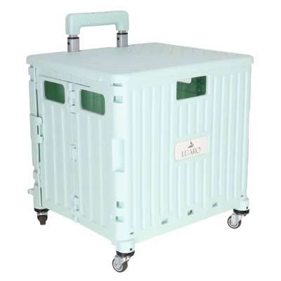 LUARO shopping transport cart folding 4 wheels lid green