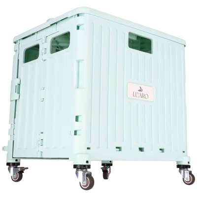 LUARO shopping transport cart folding 4 wheels lid green