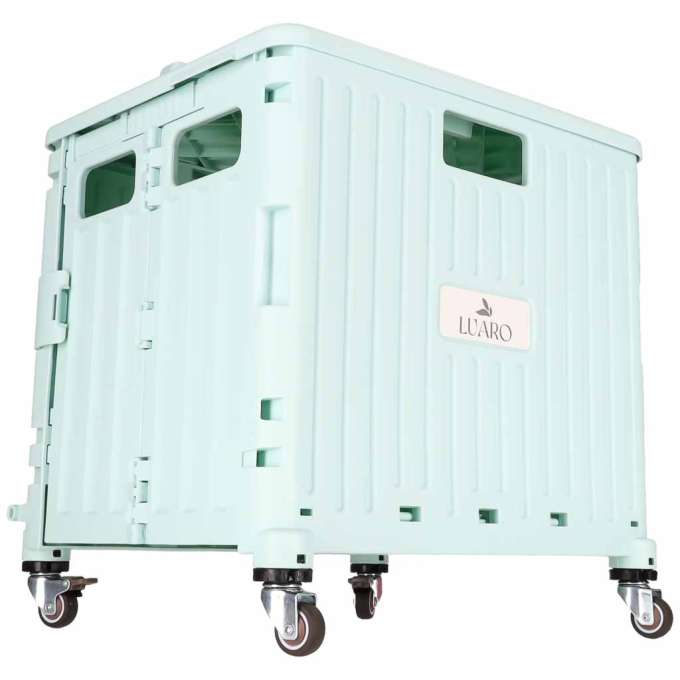 LUARO shopping transport cart folding 4 wheels lid green