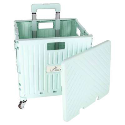 LUARO shopping transport cart folding 4 wheels lid green