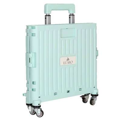 LUARO shopping transport cart folding 4 wheels lid green
