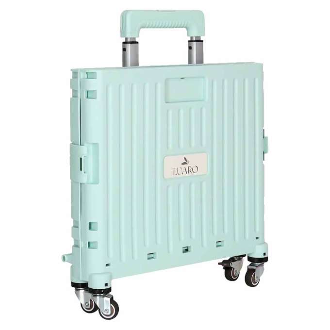 LUARO shopping transport cart folding 4 wheels lid green