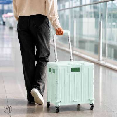 LUARO shopping transport cart folding 4 wheels lid green