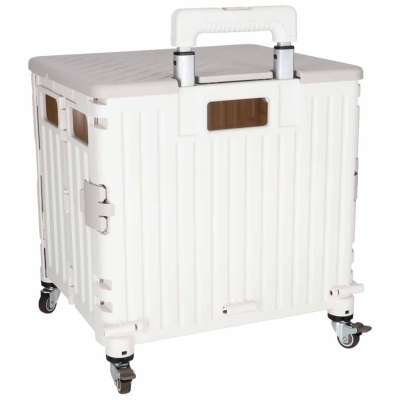 LUARO shopping transport cart folding 4 wheels lid white