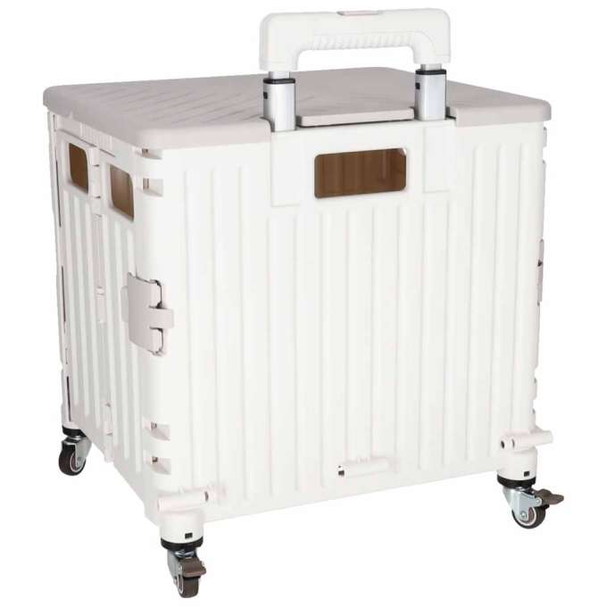 LUARO shopping transport cart folding 4 wheels lid white